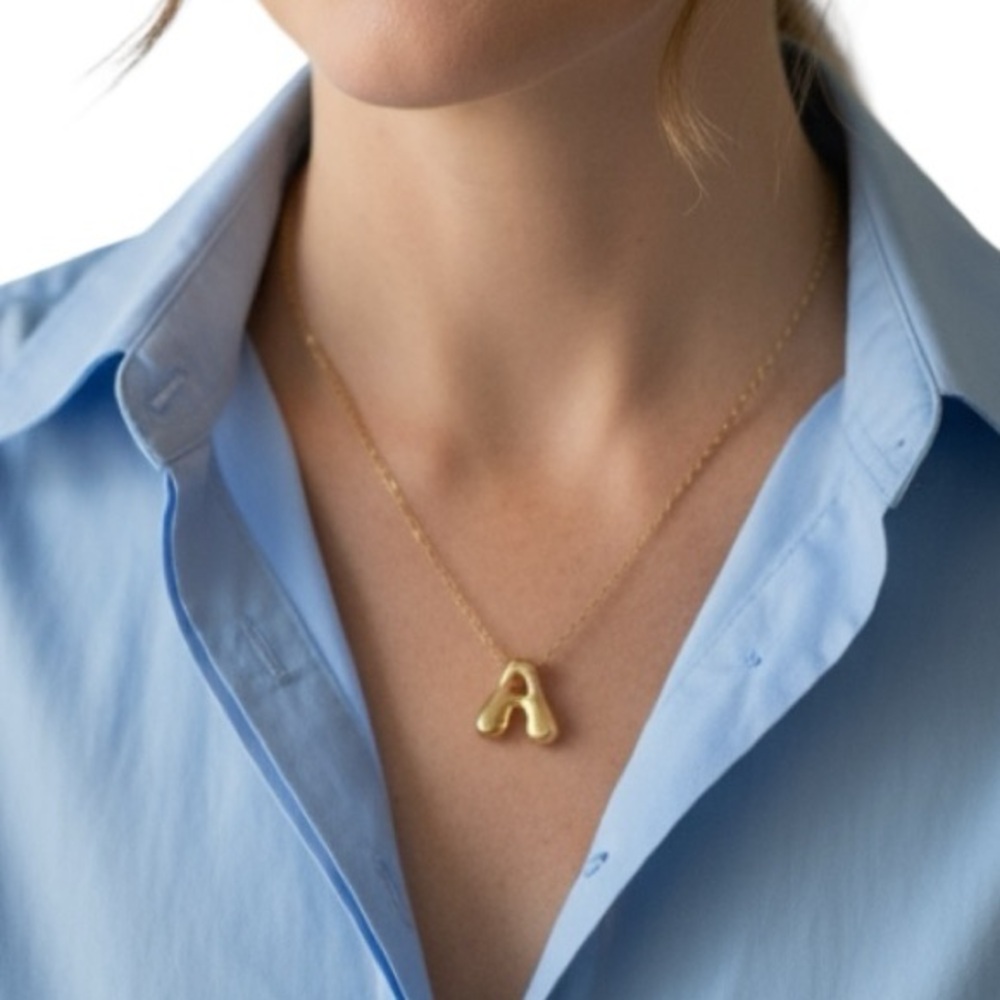 NWT Gold Bubble Letter A Pendant Necklace